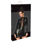 Noir Handmade – мини-платье из powerwetlook со шнуровкой в декольте и длинными рукавами – чёрное – S — Фото 1