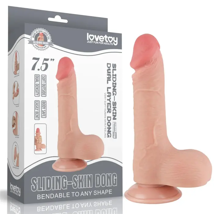 Sliding Skin kahekihiline dildo – 19 cm (7.5″) – Nahavärv