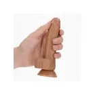 Išlenktas realistiškas dildo su sėklidėmis ir siurbtuku – 15.5 cm (6″) – Kūno spalva Photo