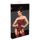 Noir Handmade – strapless basque with flock powernet and 6 suspenders – burgundy – XL — Photo 1