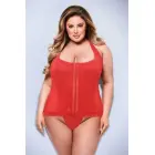 Baci sarkana korsete Bustier 1X/2X – elegants šņorējuma corsets ar priekšējo aizdari — Foto 2