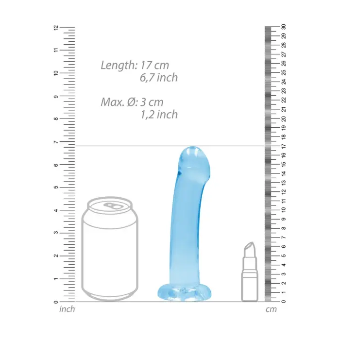Nerealistisks dildo ar piesūcekni – 17 cm (7″) – Caurspīdīgs Foto 3