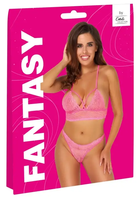 Cottelli FANTASY Lace Lingerie Set – Pink – S/M
