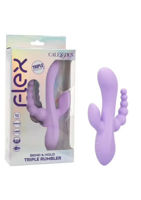 Elastīgs Triple Rumbler vibrators – 18 cm (7″) – violets Foto 9
