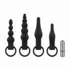 EasyToys Silicone Anal Plug Set with Vibrating Bullet – Black, 4 Sizes — Photo 1