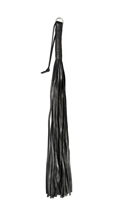 Juodas dirbtinės odos botagas Soft – 24 virvelės – 60 cm
