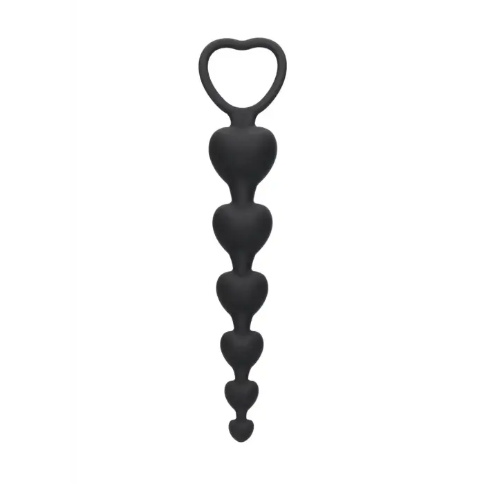 Anal Heart Beads – 10.5 cm (4.1″) – Black Photo