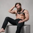 Fetish Submissive Attitude Adjustable Neoprene Chest Harness for Men – Black – One size — Photo 7