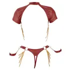 Cottelli Bondage komplekts ar atvērtu krūšu daļu topu un stringiem un rokudzelžiem – sarkans – M — Foto 12
