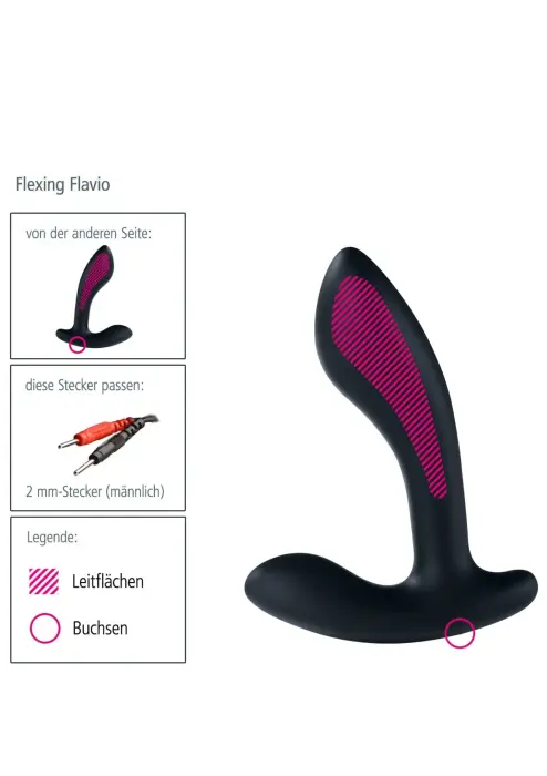 Mystim Flexing Flavio elektrostimulācijas anālais aizbāznis – melns Foto 2