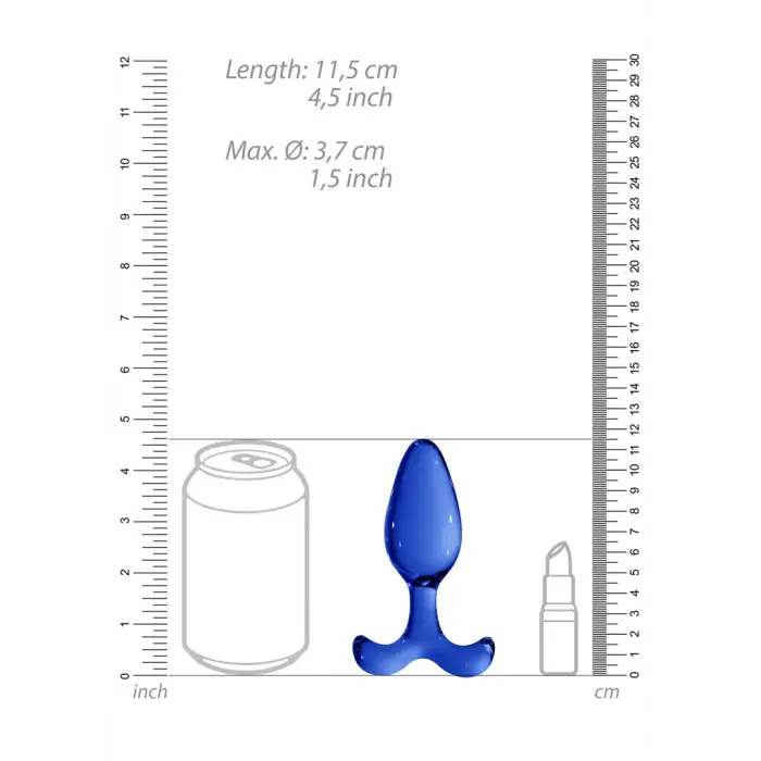 Expert stikla anālais spraudnis – 19 cm – Zils Foto 7