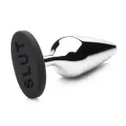 Butt Slut Metal and Silicone Butt Plug – 13 cm (5.1″) – Silver — Photo 6