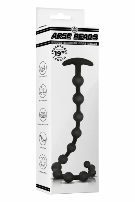 NMC 19 Inch Ribbed Silicone Beads – black – T-bar handle – 48 cm