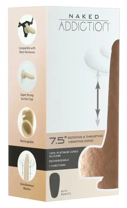 Naked Addiction вращающийся и толкающий вибратор – 19 cm (7.5″) – телесный