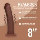 Dual Density izliekts reālistisks vibrējošs dildo ar piesūcekni – 20.3 cm (8″) – brūns — Foto 5
