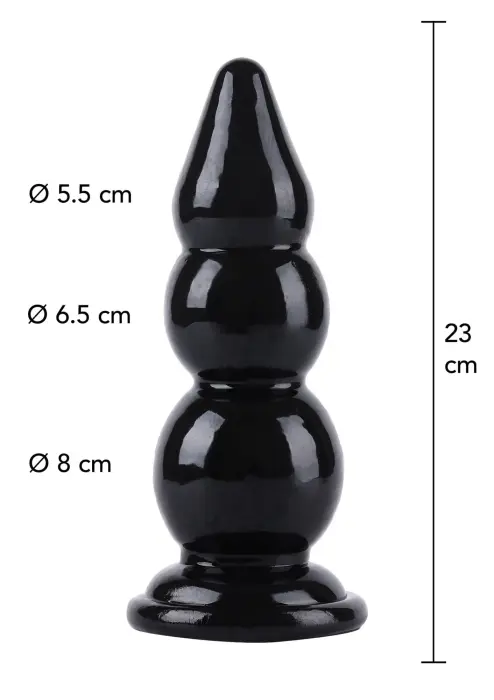 Extreme Analinis kaištis su sėklidėmis – 23 cm – Juodas