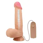 BAILE Sliding Skin reālistisks vibrējošs dildo ar piesūcekni – 21.6 cm (8.5″) – miesas krāsa Foto 2