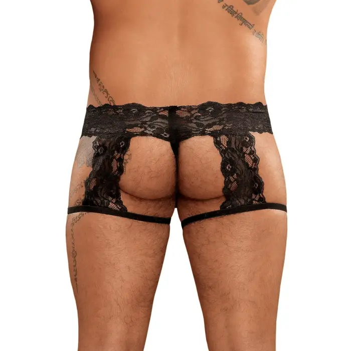 Male Power G-String Garter Short – Black – S/M