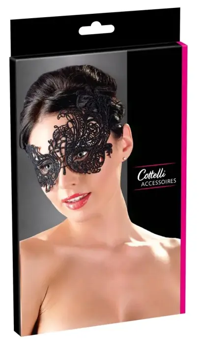 Cottelli Collection вышитая кружевная маска для глаз – чёрная