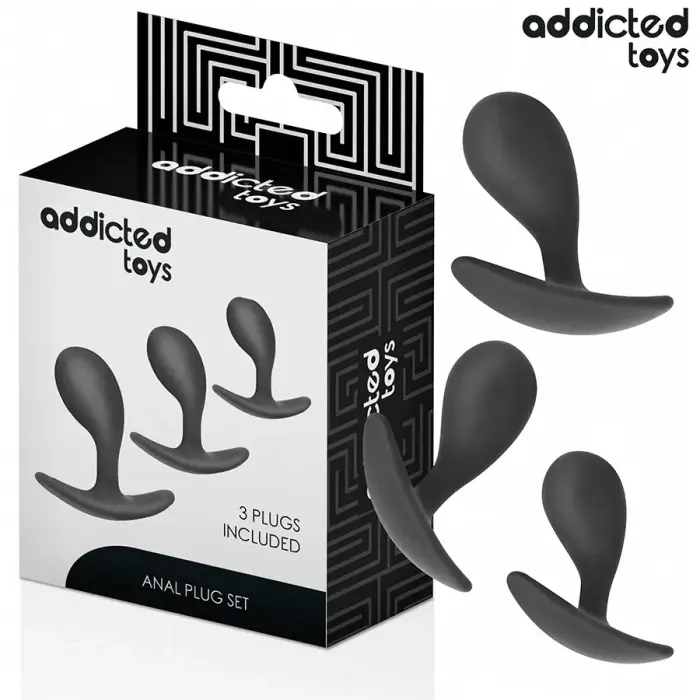 Addicted Toys Silicone Intimate Plug Set Model 3 – 3 Sizes – Black