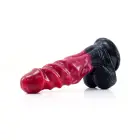Kiotos COX – nahast strap-on komplekt: dildo Monstar Beast 74 – punane/must — Foto 2