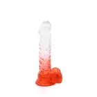 Kiotos Cox krāsains dildo ar piesūcekni – 22.5 cm (9″) – Caurspīdīgs/Sarkans — Foto 1