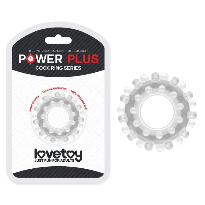POWER PLUS – dzimumlocekļa gredzens – mīksts TPE – caurspīdīgs