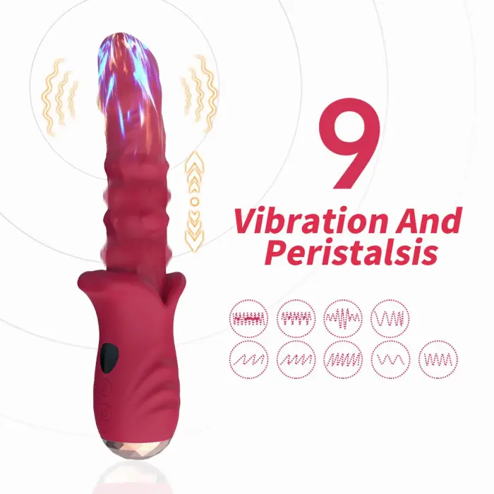 Dick Red 9 vibrācijas funkcija vibrators – 21.7 cm (8.5″) – sarkans Foto 7