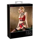 Hebeset Satin Bustier Set with Garter Straps – Red – 85B/L — Photo 1