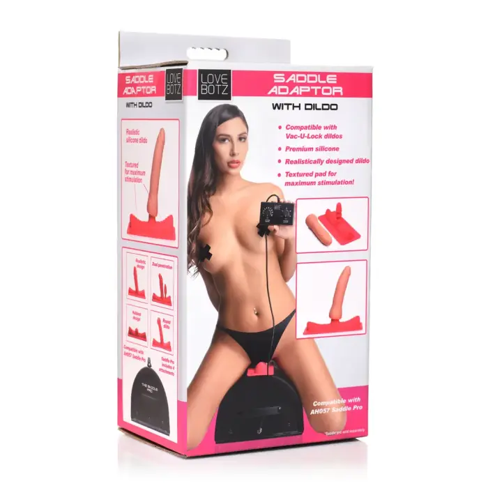 Saddle адаптер с дилдо – 18.4 cm (7.25″) – Розовый/Телесный