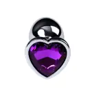 Sudraba anālais spraudnis ar violetu sirds formas dārgakmeni – S – Purple Foto 5