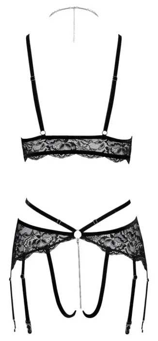 Abierta Fina Lace Lingerie Set – Black – XL Photo