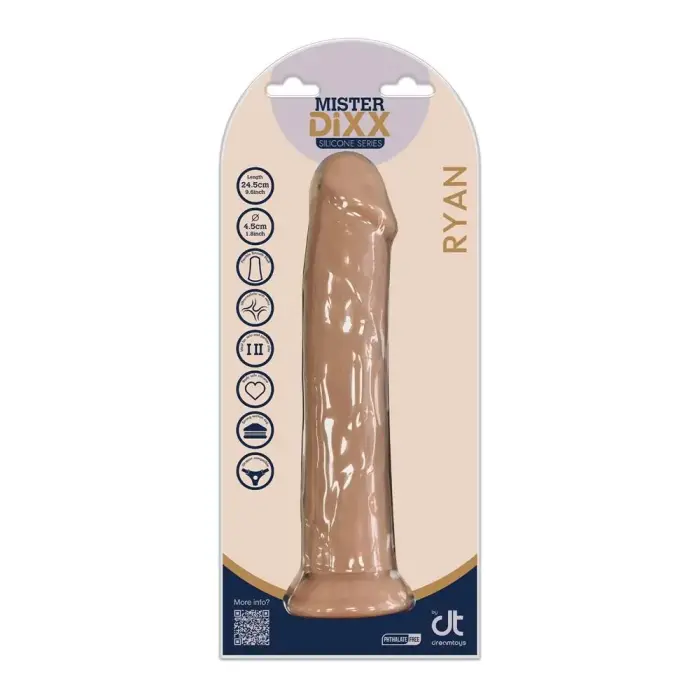 Mister Dixx Ryan – īpaši reālistisks silikona dildo ar piesūcekni – 24,5 cm