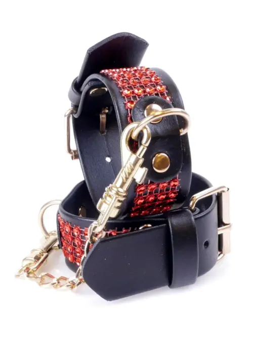 Fetish B - Series Handcuffs with cristals 3 cm Red Line Photo