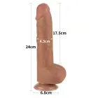 LoveToy Sliding Skin Dual Layer Dong – reālistisks divslāņu dildo – TPE – brūns – 24,1 cm — Foto 1