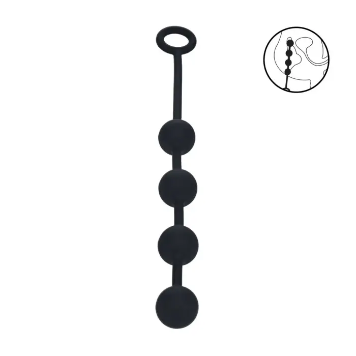 Round Silicone Anal Balls - M - 30mm - Black Photo