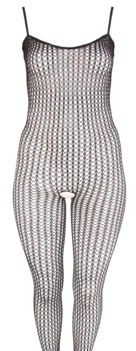 Tīkliņa catsuit ar atvērtu starpkāju – melns – M/L Foto 4