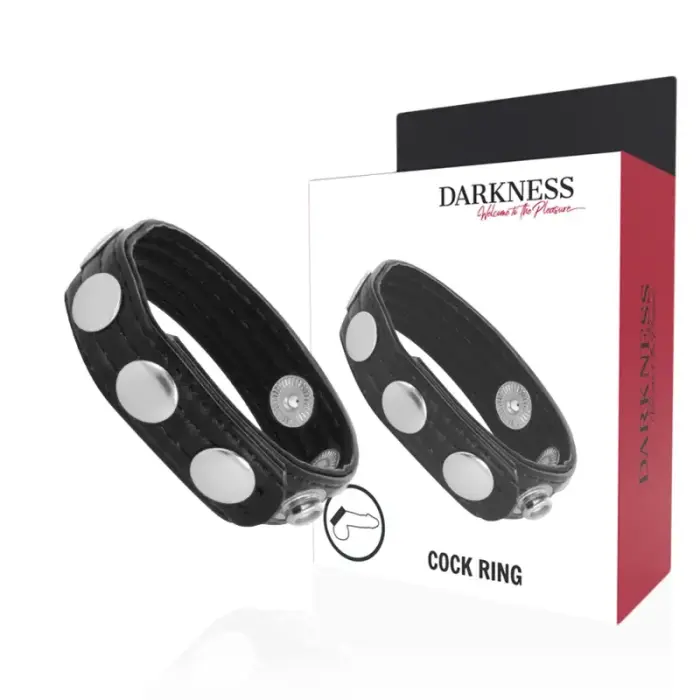Darkness Adjustable Leather Performance Ring – Black