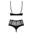 Obsessive Sharlotte divdaļīgs apakšveļas komplekts – melns – L/XL — Foto 6
