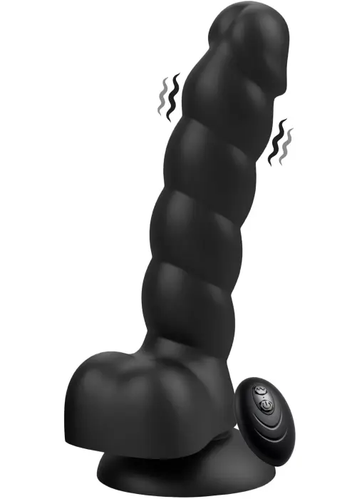 Playhouse Spiral Tease vibrējošs dildo ar pulti – silikons – XL – melns