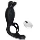Rabbit Vibration Cock Ring with Remote – Black — Photo 5