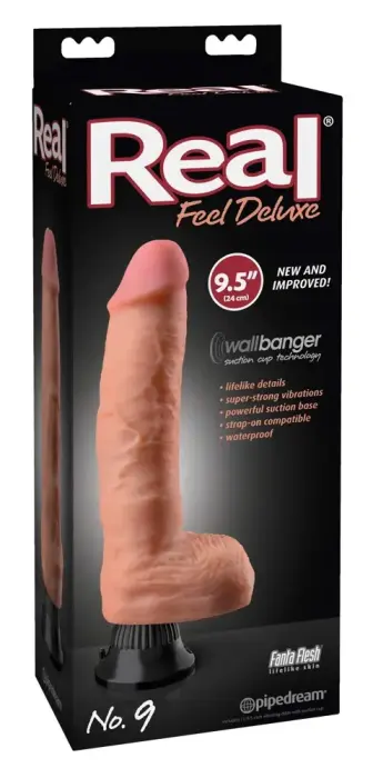 Real Feel Deluxe No.9 reālistisks vibrators – 24 cm (9.4″) – miesas krāsā