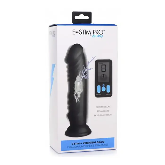 Vibrating and E-Stim Silicone Dildo with Remote Control – Pink