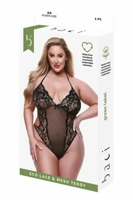 Baci Eco Lace & Mesh Teddy Black – Queen Size