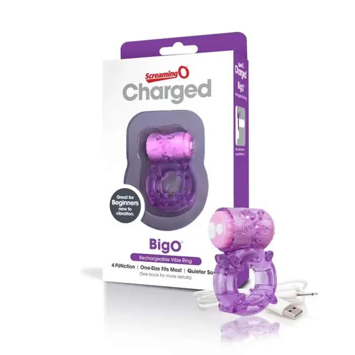 The Screaming O Charged Big O Rechargeable Intimate Ring – Purple