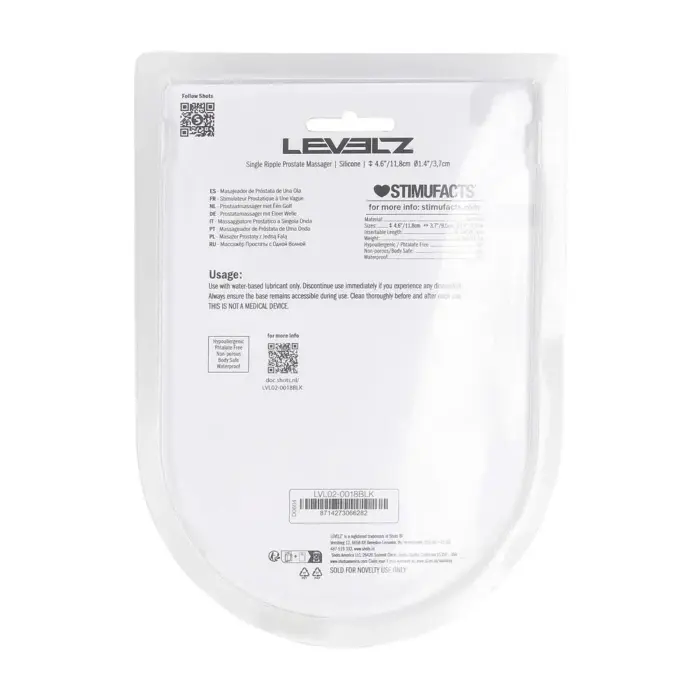 Vienkāršs rievots silikona prostatas masieris – 18 cm – Melns Foto 3