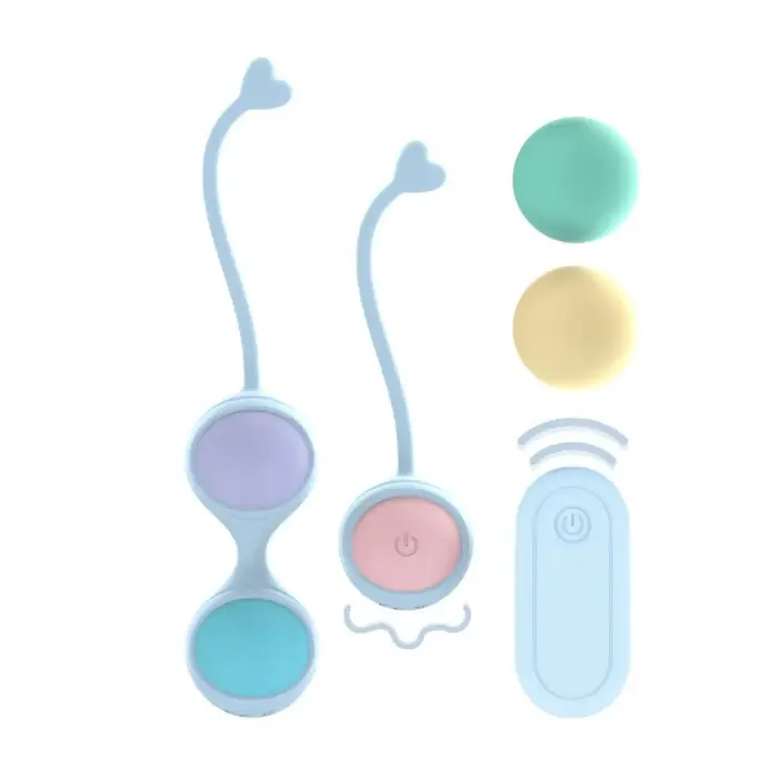 Loveline Vibrating Kegel Kit with 5 Interchangeable Weights and Remote Control - Purple