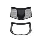 Men's Wetlook and Mesh Open Back Shorts – Black – XXL — Photo 6
