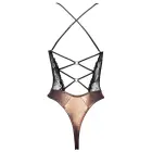 Cottelli LINGERIE vara krāsas bodijs ar melnām mežģīnēm un atvērtu starpkāju – M — Foto 7