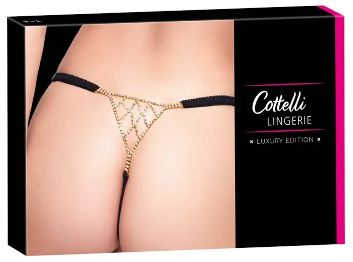 Cottelli LINGERIE stringid kristalldekoriga – mustad – S/L